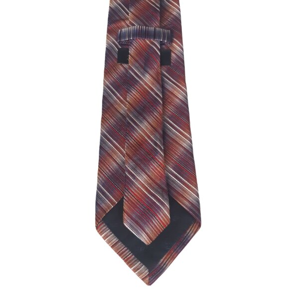 Alfred Sung 100% Silk Men's Tie, Dark Orange and White Diagonal Stripes - Picture 5 of 9